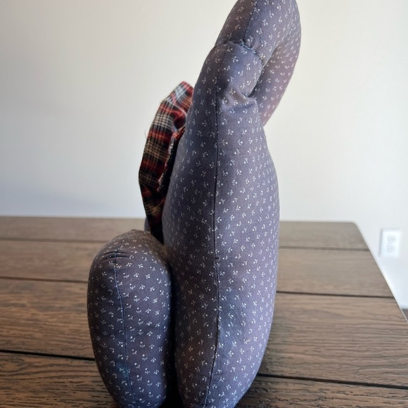 Vintage Fabric HandmadeFat Cat Weighted Doorstop Green Floral Pattern Kitty Cat - Picture 7 of 11